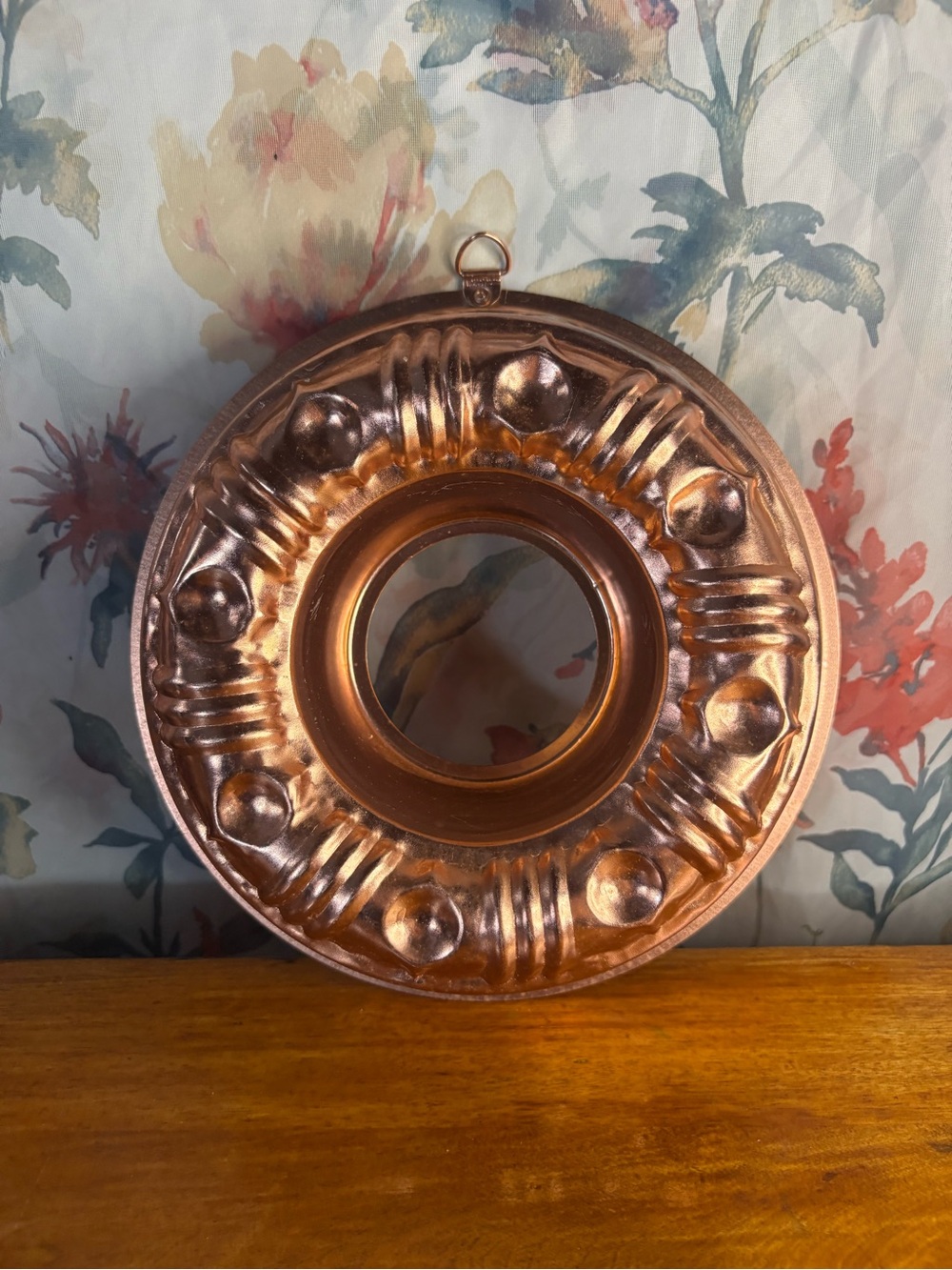 Vintage Copper Round Decorative Wall Mirror - Copper Finish